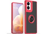 Custodia Per Motorola Moto G85 Traslucida Opaca In Tpu Con Supporto Ad Anello E Supporto Rosso