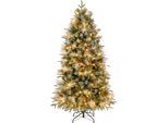 Costway Albero Di Natale Artificiale Da 180 Cm, Abete Con 270 Led Bianchi Caldi, 8 Modalità, 806 Punte Dei Rami In Pe, Pvc E Pet, Albero Di Natale Artificiale