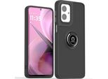 Custodia Per Motorola Moto G55 Traslucida Opaca In Tpu Con Supporto Ad Anello E Supporto Nero
