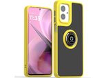 Custodia Per Motorola Moto G55 Traslucida Opaca In Tpu Con Supporto Ad Anello E Supporto Giallo