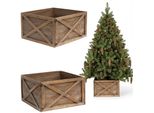 Coil Copertura Per Albero Di Natale, Gonna Per Albero Di Natale, Copertura Per Albero Di Natale, Supporto Per Albero Di Natale, Legno Di Pino, Diametro: 56 Cm, Rettangolare, Marrone