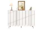 Aiorber Moderna Credenza Bianca Con Ante Ondulate, Senza Maniglie E Con Ripiani Regolabili - Tanto Spazio Per Il Soggiorno E La Sala Da Pranzo - Bianco