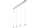 Lampada A Sospensione Dunk 4 Luci Fabas Luce - Led 32W Dimmerabile - Alluminio Spazzolato Design Lineare