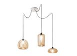 Lampadario A Sospensione Fiona A Led In Metallo E Vetro Soffiato Ambra 3496-47-125 Fabas Luce