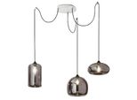 Lampadario A Sospensione Fiona A Led In Metallo E Vetro Soffiato Fumè 3496-47-126 Fabas Luce