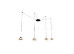 Lampadario A Sospensione Arabella A Led In Metallo E Vetro Soffiato Ambra 3547-49-125 Fabas Luce