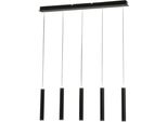 Lampada A Sospensione Prado 5 Luci Fabas Luce - Led 33 W Dimmerabile - Nero Opaco Design Lineare