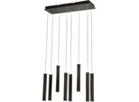 Lampada A Sospensione Prado 8 Luci Fabas Luce - Led 52 W Dimmerabile - Nero Opaco Design Lineare