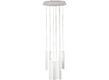 Lampada A Sospensione Circolare Prado 8 Luci Fabas Luce - Led 52 W Dimmerabile - Bianco Opaco Rosone Rotondo