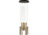 Lampada A Sospensione Circolare Prado 8 Luci Fabas Luce - Led 52 W Dimmerabile - Ottone Rosone Rotondo