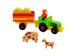 Jeujura Figure In Legno Per Kit Agricoltore Con Trattore 7 Pezzi