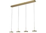 Lampada A Sospensione Dunk 4 Luci Fabas Luce - Led 32W Dimmerabile - Ottone Satinato Design Lineare