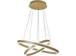 Lampada A Sospensione Led Palau 108W 3000K Dimmerabile Ø60 E Ø40 Cm Oro Opaco - Due Anelli In Metallo E Metacrilato