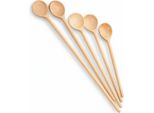 Cucchiaio Rotondo In Legno, Set Di 5 | Set Di Cucchiai Da Cucina In Legno | Cucchiai Da Cucina Ecologici | Utensili Da Cucina In Legno Naturale