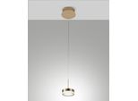 Dunk - Lampada A Sospensione Singola Ottone Satinato Di Fabas Luce - Led 8W Dimmerabile, Design Moderno