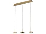 Lampada A Sospensione Dunk 3 Luci Fabas Luce - Led 24W Dimmerabile - Ottone Satinato Design Lineare