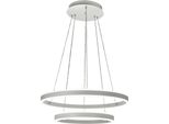 Lampada A Sospensione Led Palau 108W 3000K Dimmerabile Ø60 E Ø40 Cm Argento - Due Anelli In Metallo E Metacrilato