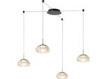 Brena - Lampada A Sospensione Decentrata Cognac 4 Luci - Fabas Luce - Led 40W Dimmerabile - Montaggio Con Decentramento