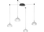 Brena - Lampada A Sospensione Decentrata Trasparente 4 Luci - Fabas Luce - Led 40W Dimmerabile - Montaggio Con Decentramento