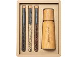.Pepe..Campo Macinino In Legno Naturale Con Set Di Tubi Con Pepe Di Kampot 3 × 10 G