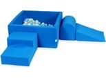 Parco Giochi In Schiuma Con Vasca Quadrata 90X90X40 Blu + 400 Palline: Azzurro, Menta Chiaro, Madreperla, Opalescente