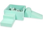 Parco Giochi In Schiuma Con Piscina Quadrata 90X90X40 Menta + 400 Palline: Menta Chiara, Bianco, Argento