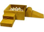 Parco Giochi In Schiuma Con Vasca Quadrata 90X90X40 Velvet Gold + 400 Palline: Oro Chiaro, Beige, Madreperla, Oro Rosa