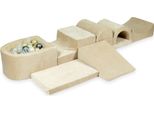 Il Più Grande Parco Giochi In Schiuma Con Pool Micro Velvet Soft Beige + 100 Palline: Oro Chiaro, Argento, Madreperla, Trasparente