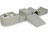 Parco Giochi In Schiuma Con Ponte E Piscina Micro Grigio Chiaro + 100 Palline: Oro Chiaro, Madreperla, Argento, Trasparente