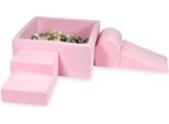 Parco Giochi In Schiuma Con Vasca Quadrata 90X90X40 Rosa Cipria + 400 Palline: Oro Chiaro, Madreperla, Argento, Trasparente