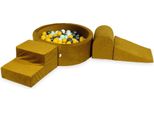 Parco Giochi In Schiuma Con Piscina Rotonda 90X30 Velvet Gold + 200 Palline: Giallo, Menta Chiaro, Grafite Metallizzato, Bianco