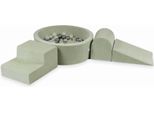 Parco Giochi In Schiuma Con Vasca Rotonda 90X30 Velvet Soft Light Mint + 200 Palline: Oro Chiaro, Opalescente, Argento