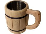 Boccale In Rovere Con Inserto In Acciaio Inox | Boccale Da Birra In Legno | Boccale In Rovere Con Interno In Metallo | Boccale Da Birra In Legno E Acciaio