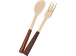 Cucchiaio E Forchetta In Legno Con Manico Marrone | Set Di Posate In Legno | Set Di Cucchiai E Forchette In Legno | Posate In Legno Ecologiche