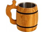 Boccale In Quercia Con Inserto In Acciaio Inox | Boccale Da Birra In Legno | Boccale Da Birra In Legno E Acciaio | Boccale Rustico | Regalo Per Un Amante Della Birra