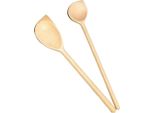 Set Di 2 Cucchiai In Legno Con Corno | Set Di Cucchiai Da Cucina In Legno | Cucchiaio Da Cucina In Legno Naturale | Cucchiaio In Legno Ecologico