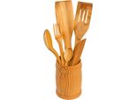 Utensili Da Cucina In Ciliegio In Tazza | Set Di Accessori Da Cucina In Legno | Utensili Da Cucina Ecologici | Utensili In Ciliegio