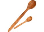 Set Di 2 Cucchiai In Legno Di Ciliegio | Cucchiaio Da Cucina In Legno | Utensili Da Cucina Ecologici | Set Di Cucchiai Da Cucina E Da Portata