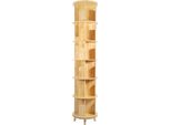 Libreria Girevole, Design A 6 Livelli, Struttura In Legno Di Pino, Accesso A 360°, Legno