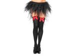 Leg Avenue - Top In Nylon Nero Con Fiocco Rosso, Taglia Unica