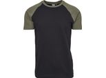 Urban Classics - Maglietta Raglan A Contrasto Schwarz / Oliv 3XL