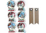 6 Adesivi 3D - Palle Di Neve 5 Cm + 20 Etichette Adesive Kraft