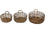 Set Di 3 Cestini Portaoggetti Clayre & Eef Ø 39 Ø 34 Ø 29 Cm In Rattan Marrone