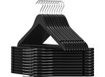 Songmics Appendiabiti In Legno, Per Abiti, Set Di 20, Appendiabiti Per Giacche In Legno Massiccio, Intagli Nella Zona Delle Spalle, Antiscivolo, Giacche, Camicie, Pantaloni, Gancio Rotante A 360°, Nero CRW02B-20