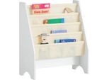 Sobuy FRG225-W Scaffale Per Bambini Scaffale Per Bambini Scaffale Per Appendere Libri Bbookshelf Portariviste Con 4 Ripiani, Poliestere - 62X71X29Cm