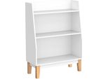 Scaffale Per Bambini Sobuy Con 3 Scomparti, Scaffale Per Libri, Scaffale Per Bambini, Scaffale In Piedi Con Piedini In Legno Massiccio, Bianco Wht Circa 60X80X25Cm