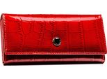 Peterson | Portafoglio, In Pelle, Con Motivo Coccodrillo In Rilievo, Rosso, 18,5X9 Cm