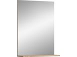 Specchio Da Bagno Lambada 1 Anta, 1 Ripiano Bianco Lucido, Decoro Rovere.