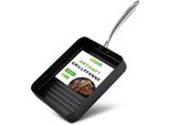 Padella Per Grigliare Nutrichef, 28 Cm - Padella Per Grigliare A Induzione, Bistecchiera Quadrata, Padella In Ghisa, Padella Per Grigliare Con Rivestimento Antiaderente, Padella Per Friggere