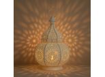 Marrakech Boho Porta Tea Light Decorativo In Metallo Ziva White 30Cm | Lanterna Orientale Marocchina Da Giardino | Lanterna Orientale Da Esterno Come Lanterna Da Giardino O Da Interno Come Lanterna